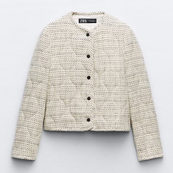 ZARA BLOGGER FAVORITE TEXTURED QUILTED JACKET - Picture 8 of 14